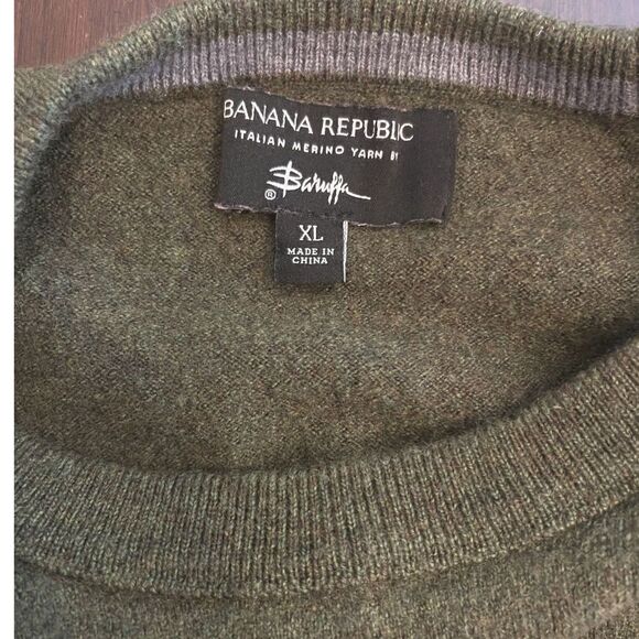 Banana Republic Mens Italian Merino Wool Fine Knit Sweater Sz XL Green Cozy Luxe - Picture 2 of 13